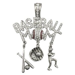 Baseball Mom Big Bling Rhinestone Pendant